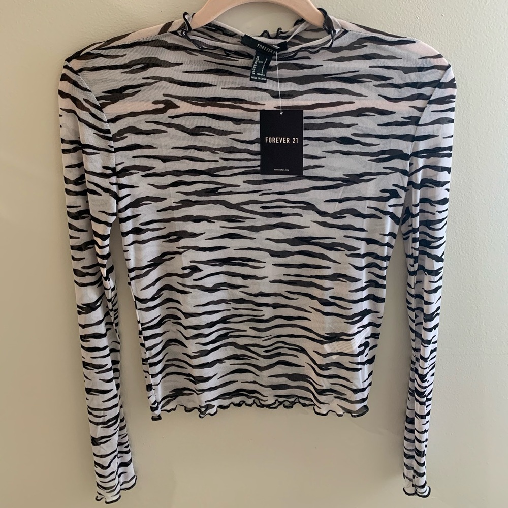 Long sleeve mesh forever 21 top